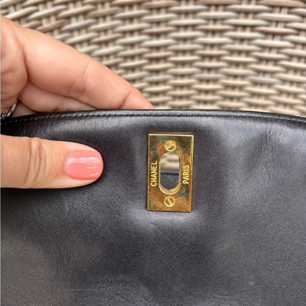 Authentic CHANEL tweed leather black khaki backpack - Picture 3 of 15